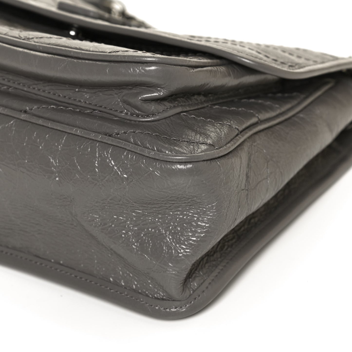 Crinkled Calfskin Matelasse Monogram Medium Niki Chain Satchel Fog