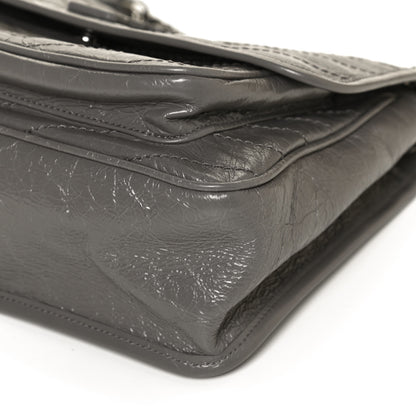 Saint Laurent Crinkled Calfskin Matelasse Monogram Medium Niki Chain Satchel Fog 13 of 14
