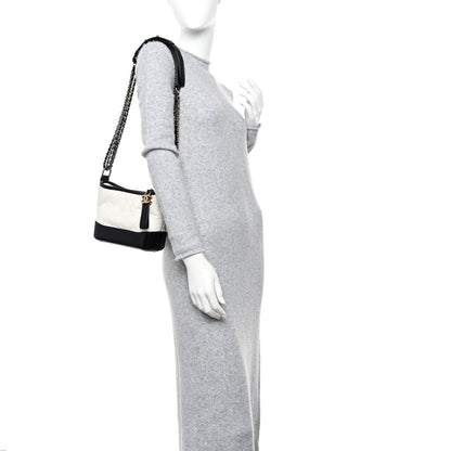 Chanel Aged Calfskin Quilted Small Gabrielle Hobo Black White 2 of 14