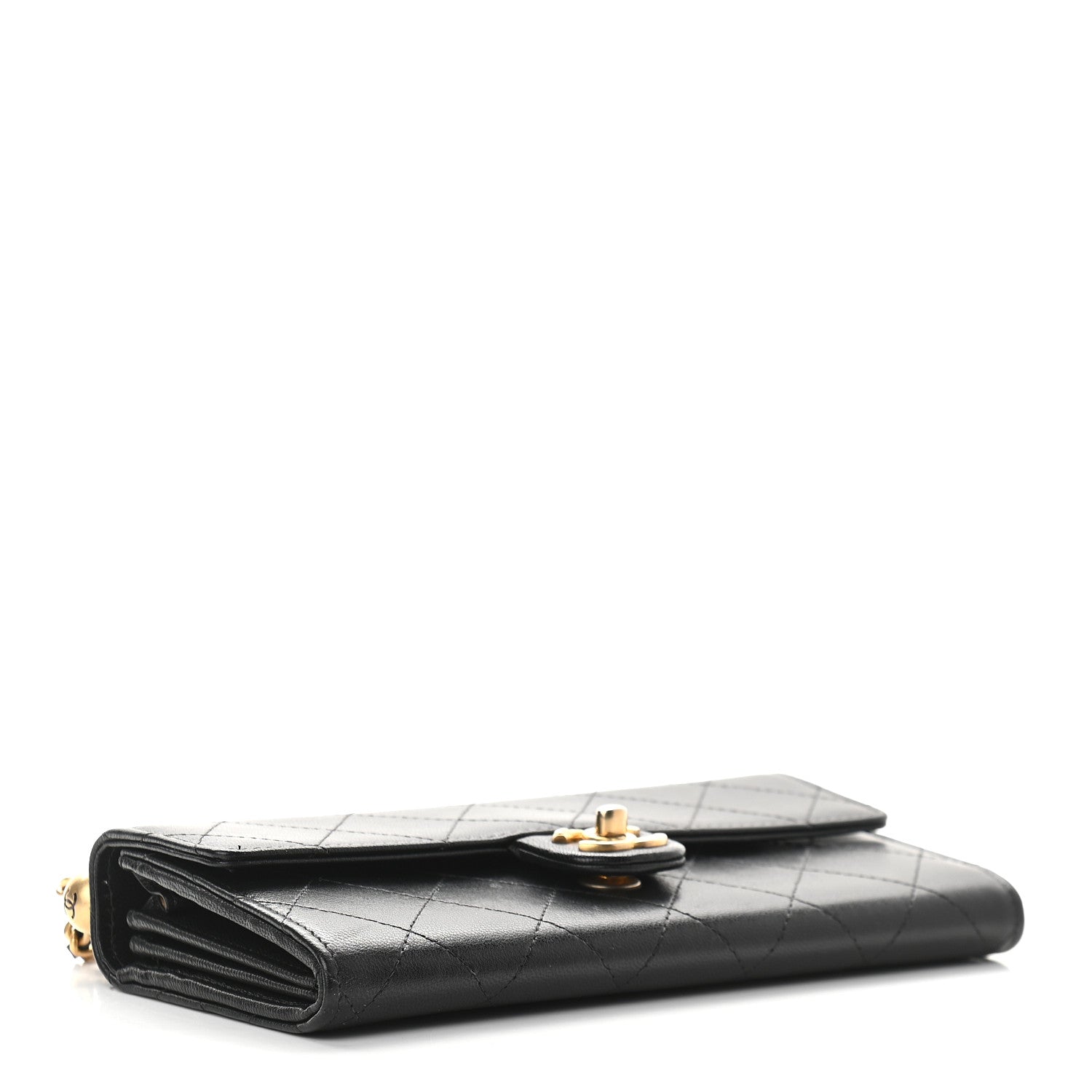 Chanel Goatskin Quilted Chic Pearls Clutch With Chain Black 4 of 10