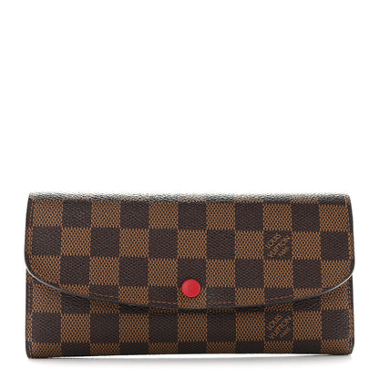 Louis Vuitton Damier Ebene Emilie Wallet Red 1 of 7