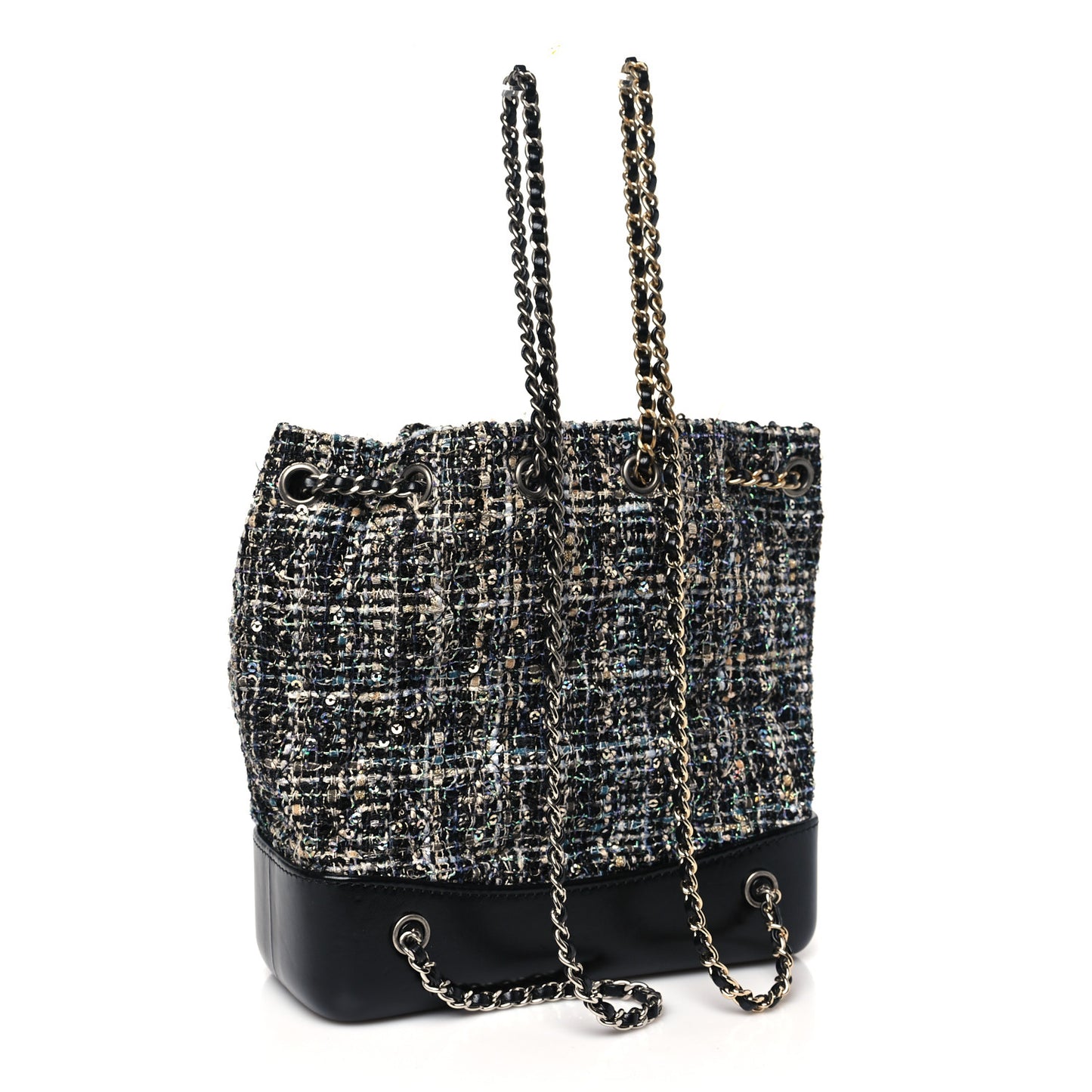 Tweed Calfskin Quilted Gabrielle Backpack Black Multicolor