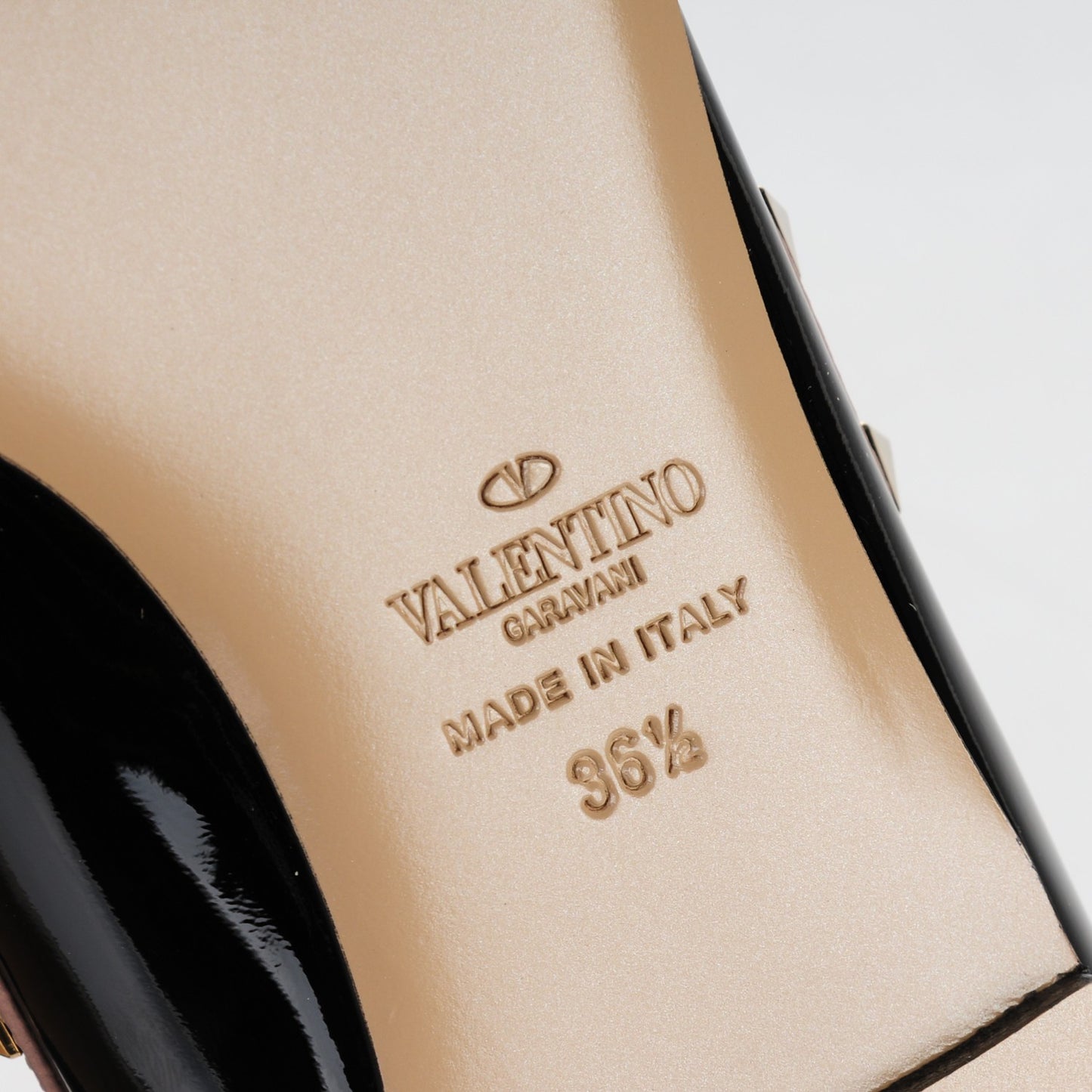 Patent Nappa Rockstud Ballerina Flats 36.5 Black Poudre