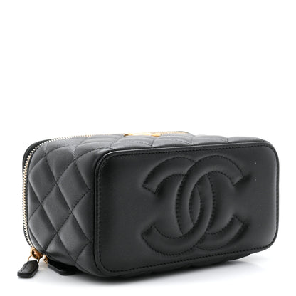 Chanel Lambskin Quilted Small Heart Vanity Case With Chain Black 4 of 11