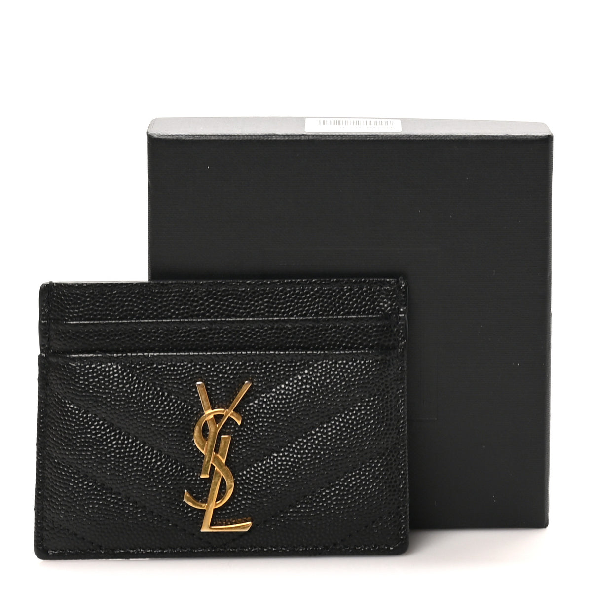 Grain De Poudre Matelasse Chevron Monogram Credit Card Case Black