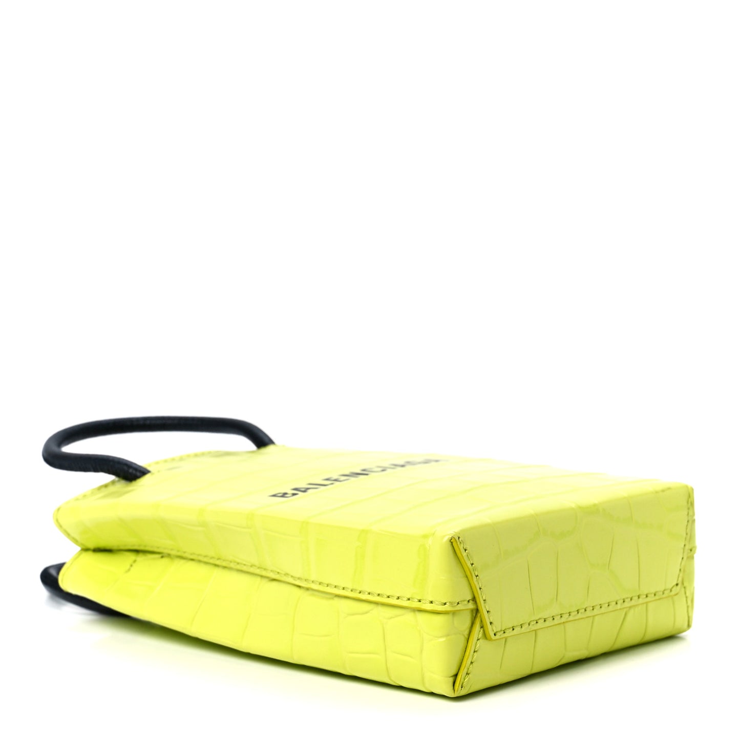 Calfskin Crocodile Embossed Logo Shopping Phone Holder Bag Lime
