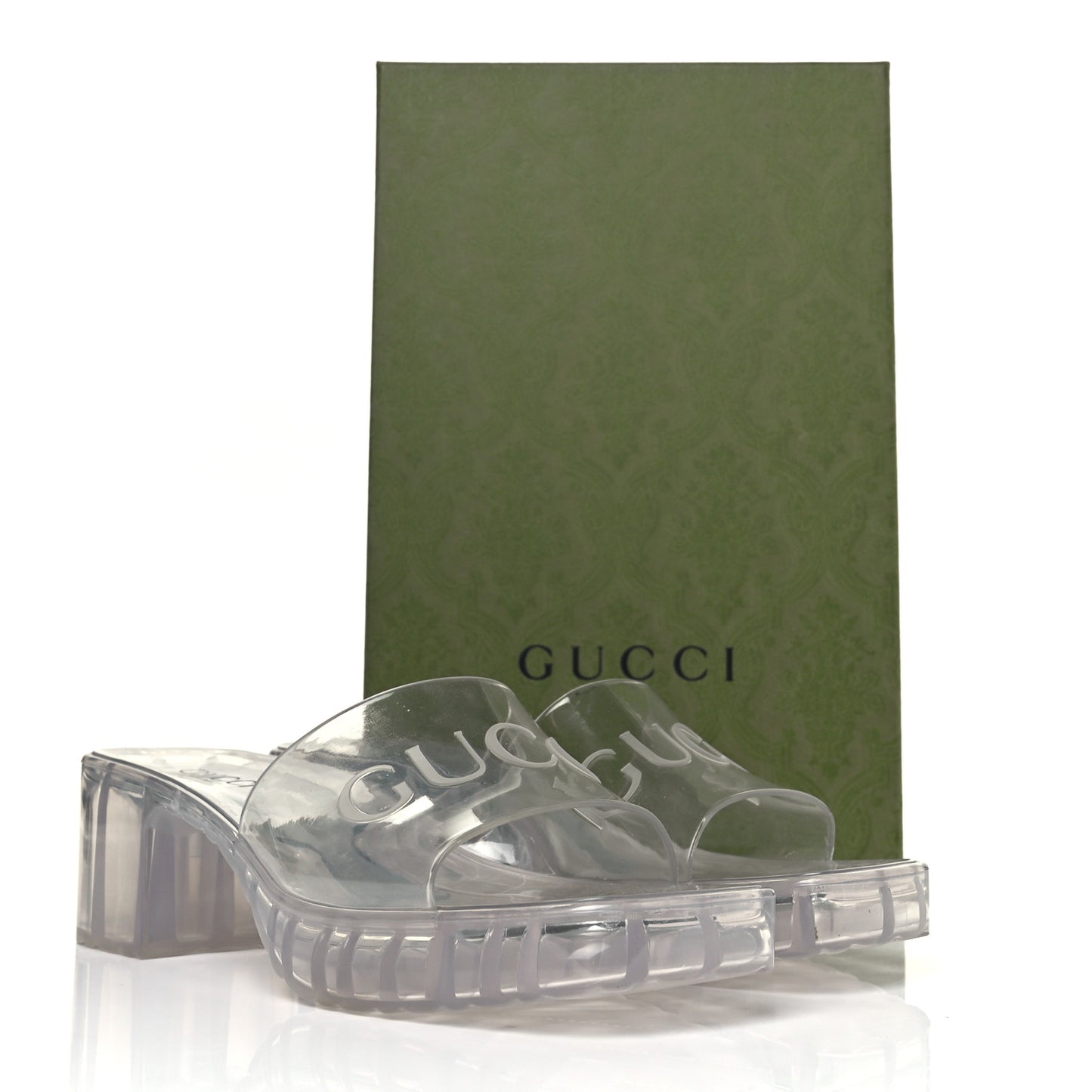 Rubber Gucci Logo Womens Platform 20/60mm Slide Sandals 38 Transparent