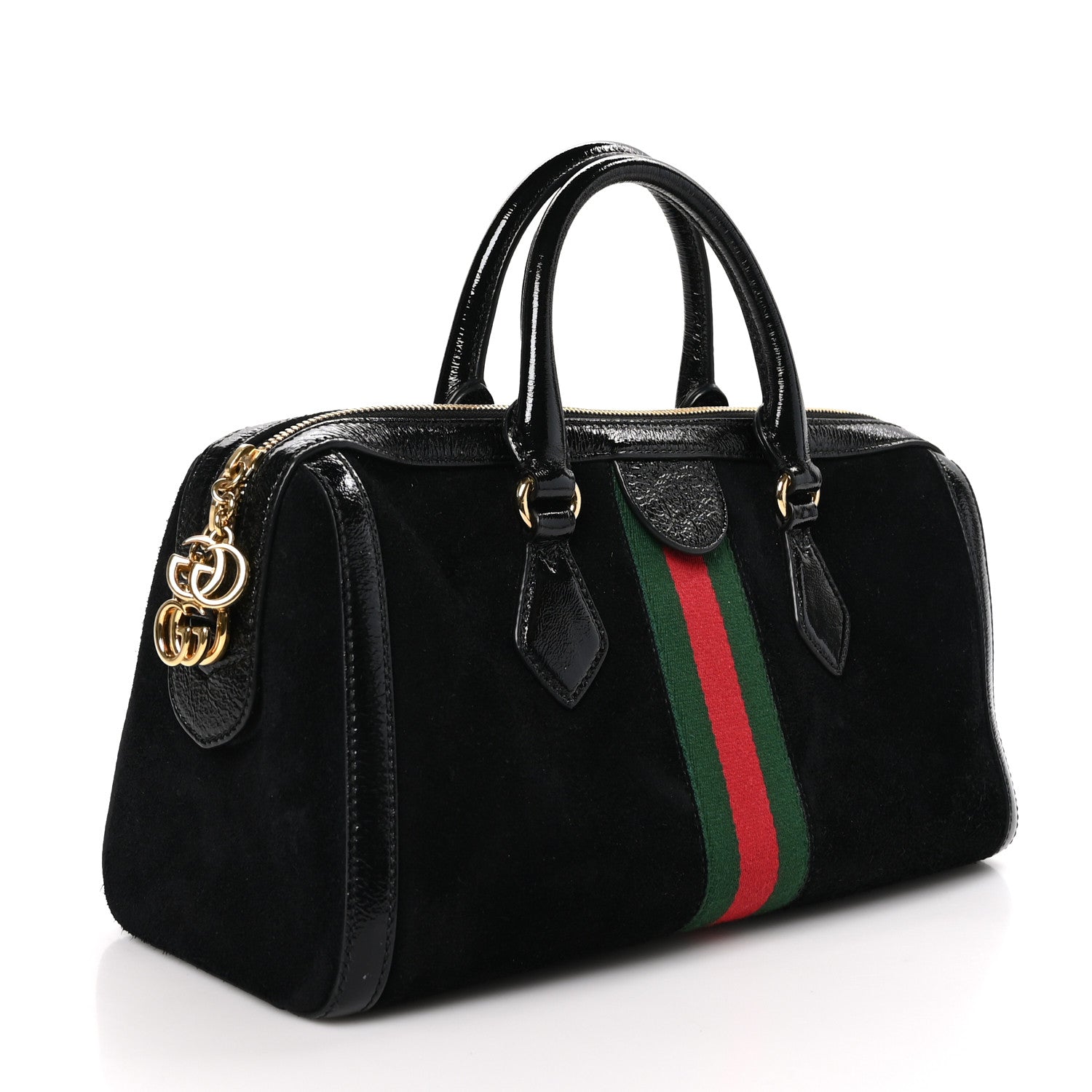 Gucci Suede Patent GG Web Medium Ophidia Boston Black 3 of 11