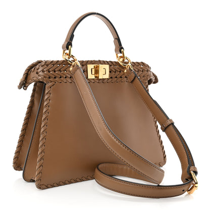 Fendi Vitello King Ceylon Shiny Nappa Woven Small Peekaboo I SEE U Satchel Sand 3 of 11
