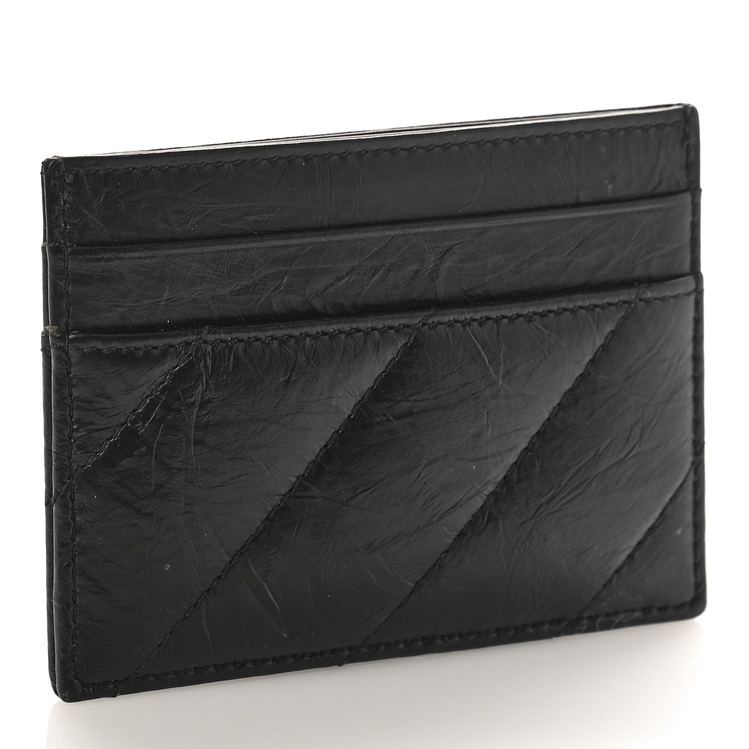 Balenciaga Crushed Calfskin Quilted Crush Card Holder Black 3 of 8