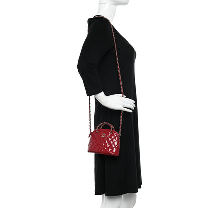 Chanel Patent Calfskin Quilted Shiny Coco Clutch With Chain Red 2 of 10
