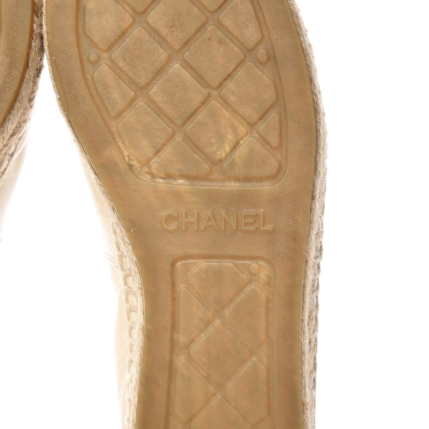 Chanel Metallic Calfskin Grosgrain CC Espadrilles 37 Ivory Black 9 of 11