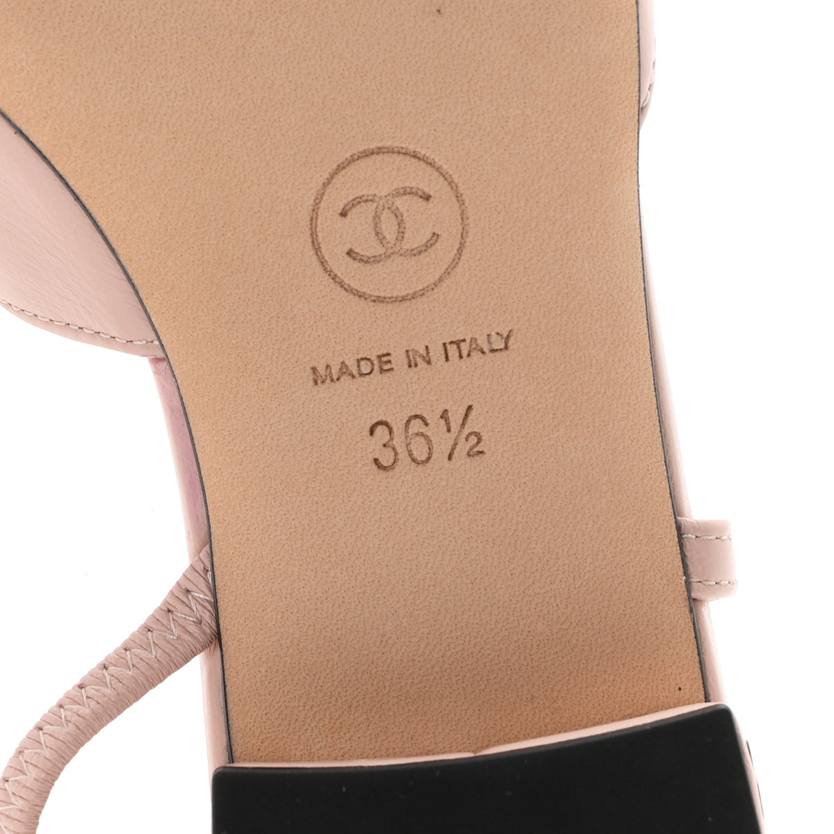 Lambskin Grosgrain Cap Toe CC Slingback Flats 36.5 Light Pink Black