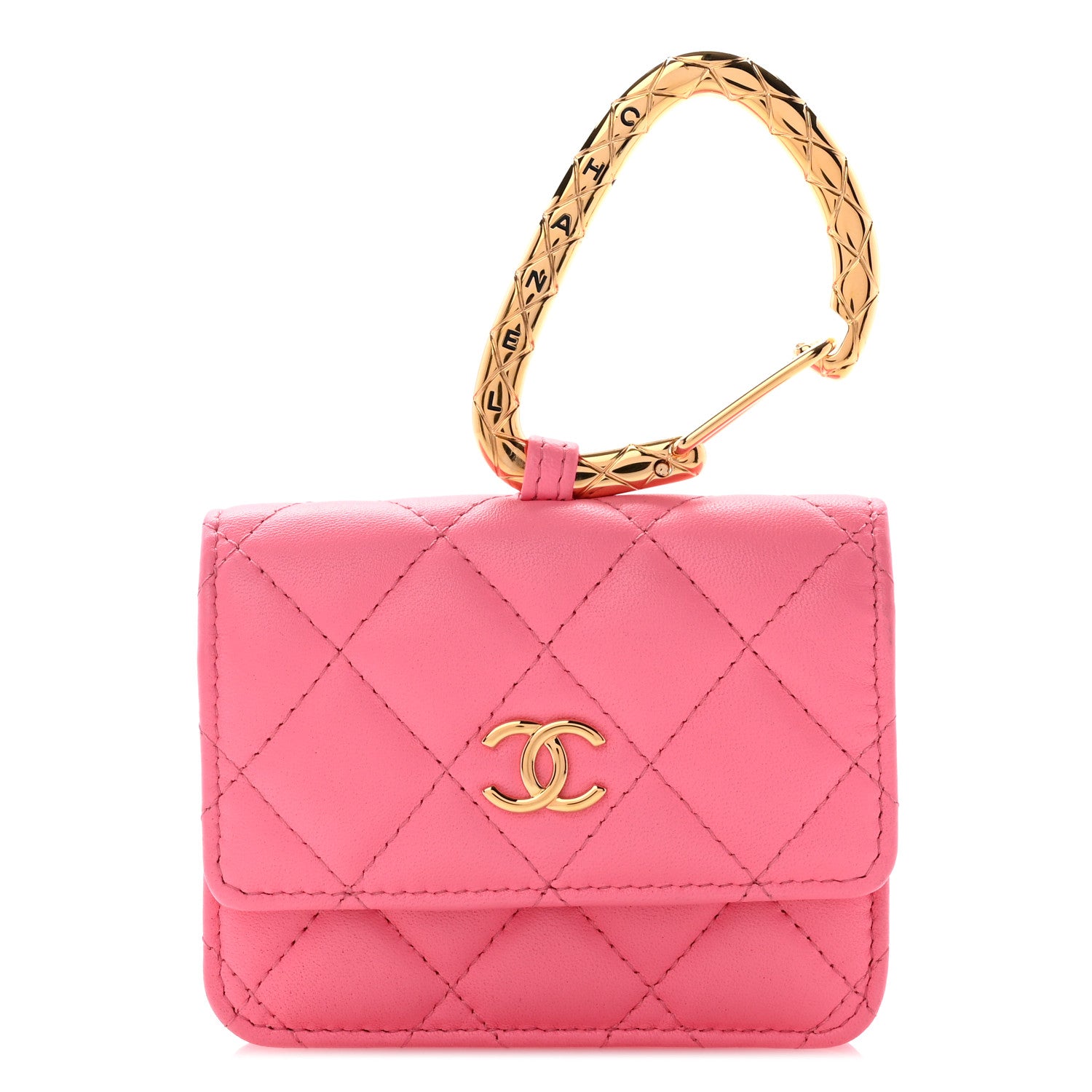 Chanel Lambskin Quilted CC Hook Card Holder Pink 1 of 8