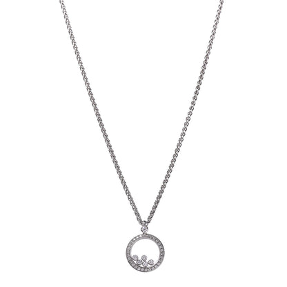 Chopard 18K White Gold Diamond 5 Happy Diamonds Circle Pendant Necklace 1 of 7