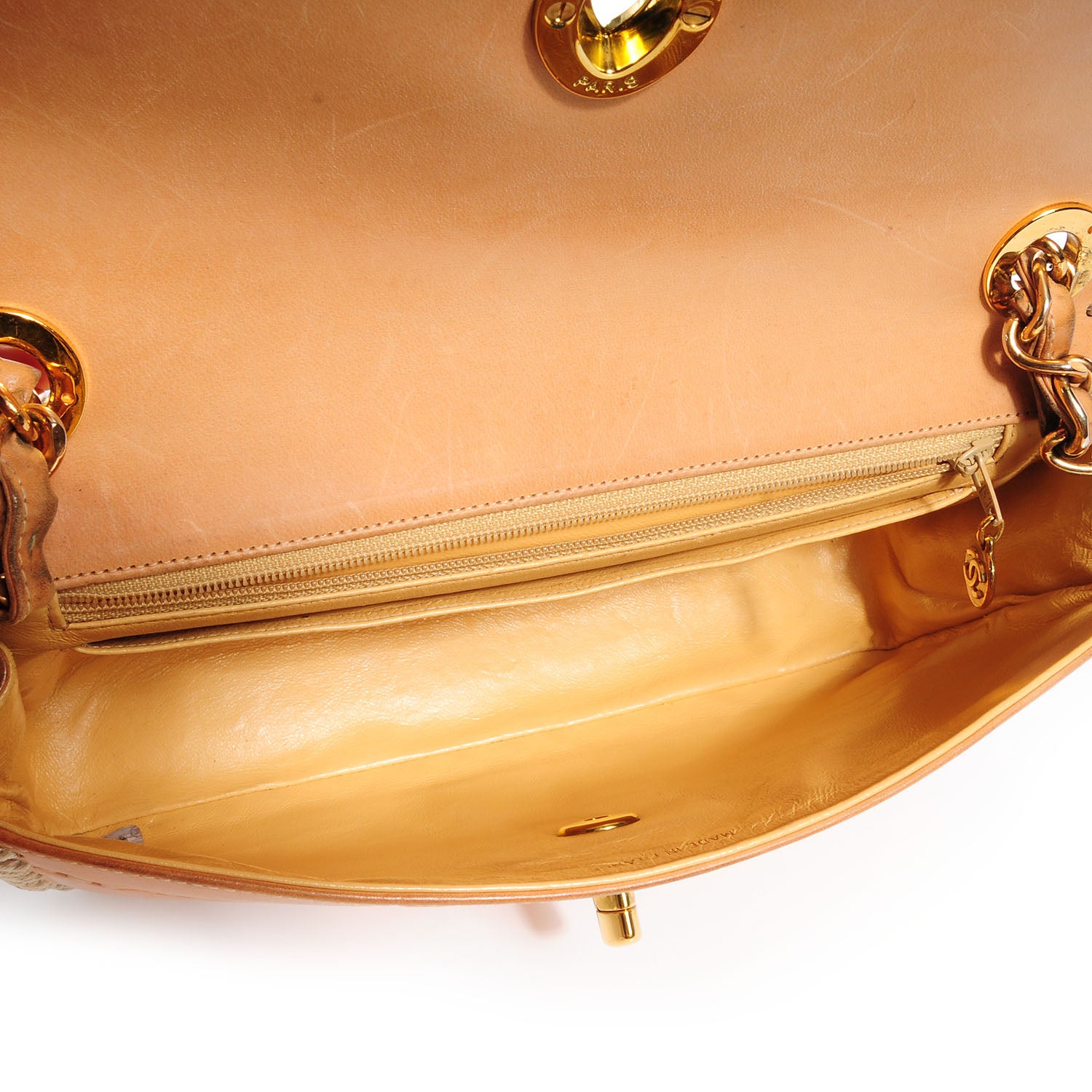 Chanel Embossed Leather Medium Flap Natural 5 of 8