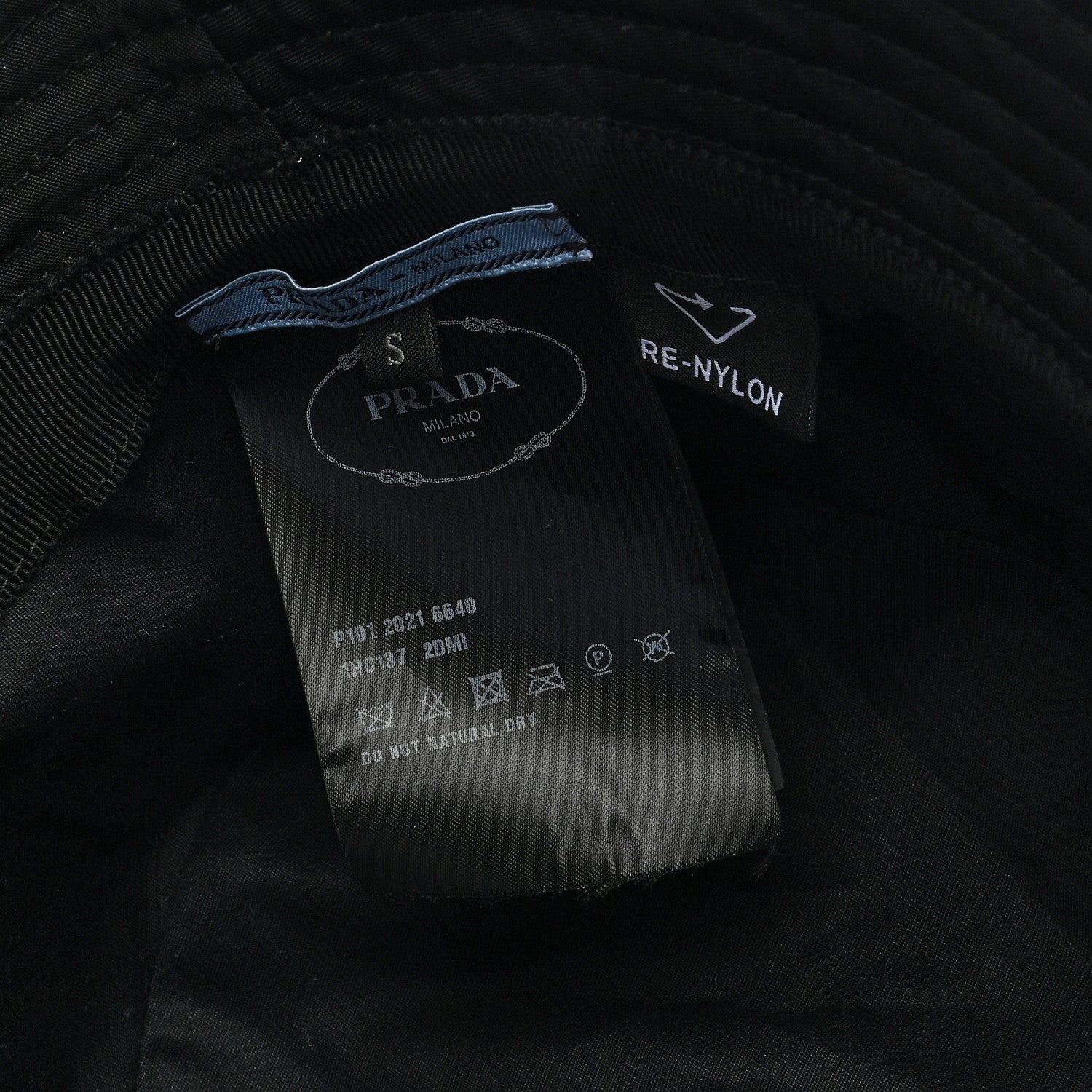 Prada Re-Nylon Metal Triangle Logo Womens Bucket Hat S Black 7 of 7