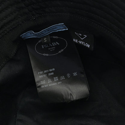 Prada Re-Nylon Metal Triangle Logo Womens Bucket Hat S Black 7 of 7