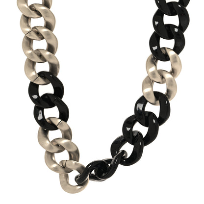 Chanel Metal Resin CC Chain Link Necklace Black Silver 1 of 4
