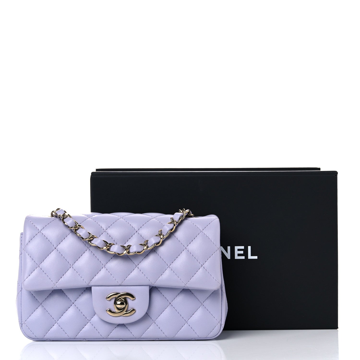 Chanel Lambskin Quilted Mini Rectangular Flap Light Purple 9 of 9