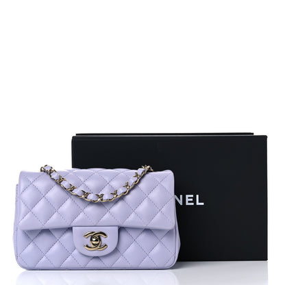 Chanel Lambskin Quilted Mini Rectangular Flap Light Purple 9 of 9