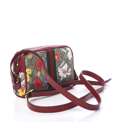Gucci GG Supreme Monogram Flora Web Mini Ophidia Shoulder Bag Red 2 of 10