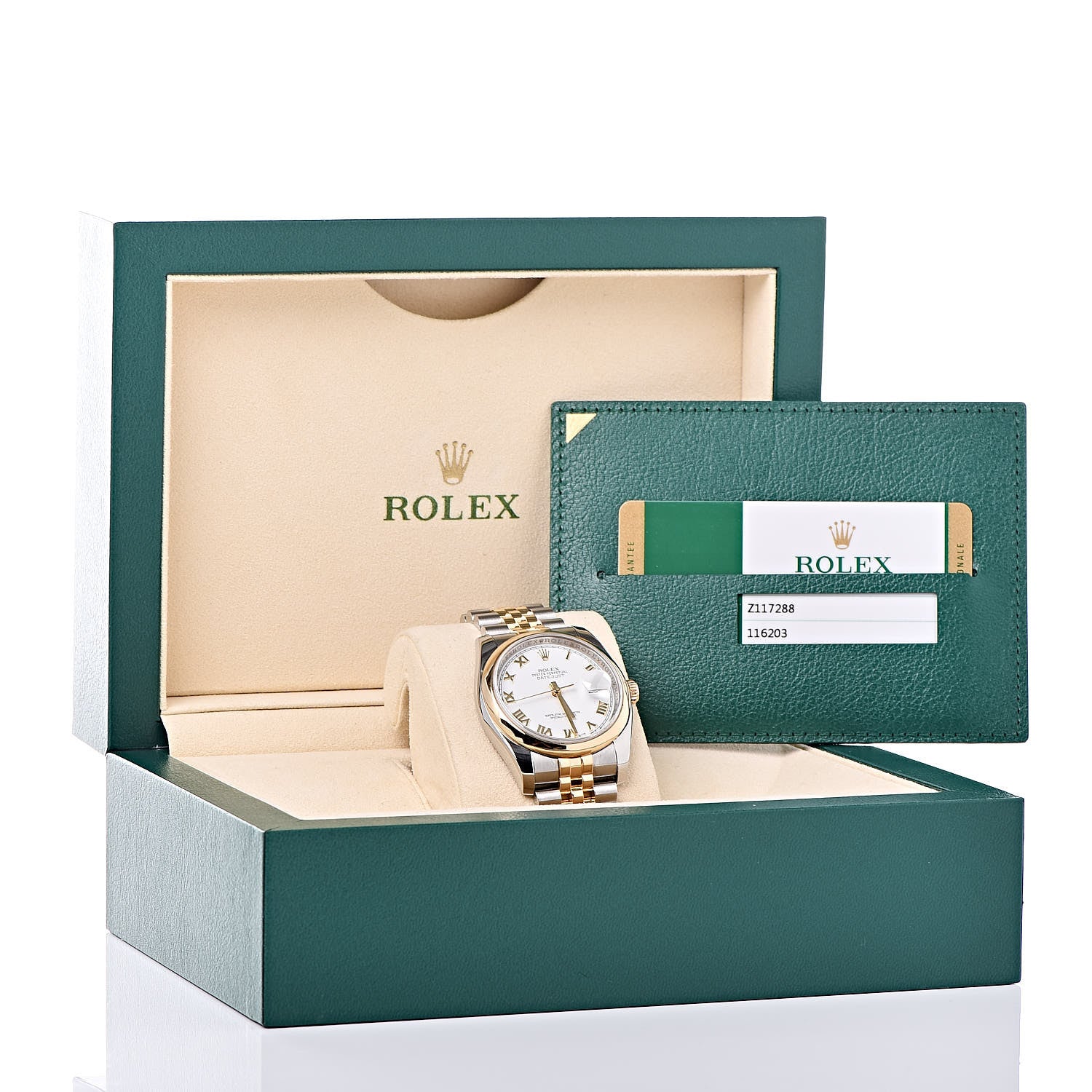 Rolex Stainless Steel 18K Yellow Gold 36mm Oyster Perpetual Datejust Watch White Roman 116203 8 of 8