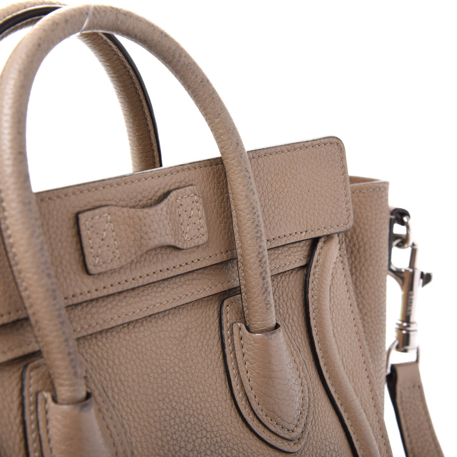 Celine Drummed Calfskin Nano Luggage Dune 12 of 12