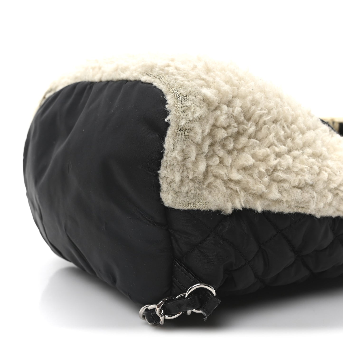 Wool Nylon Quilted Coco Neige Backpack Black Ecru