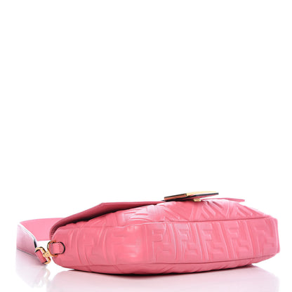 Fendi Nappa FF 1974 Embossed Large Baguette Rosa Fluo 4 of 11