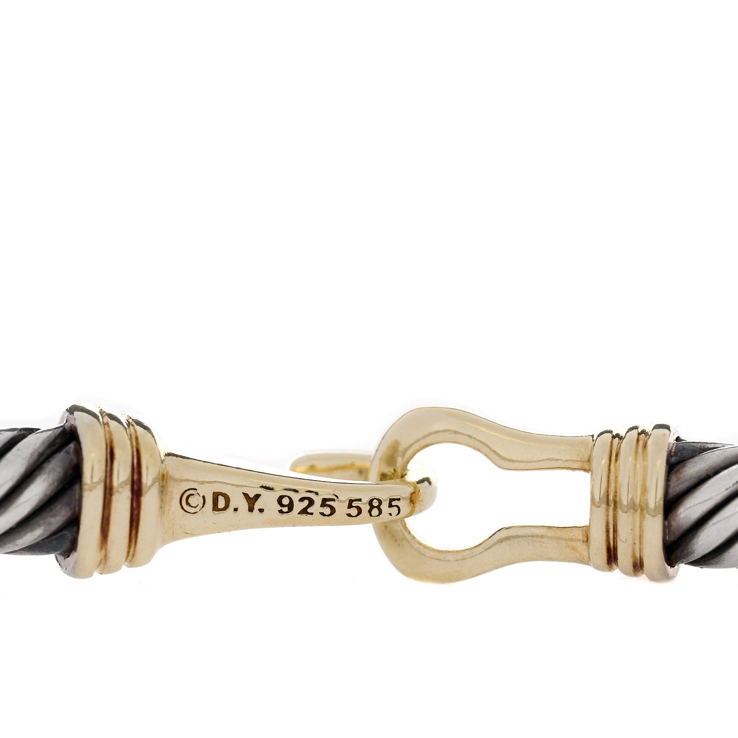 Sterling Silver 14K Yellow Gold 5mm Cable Classic Buckle Bracelet