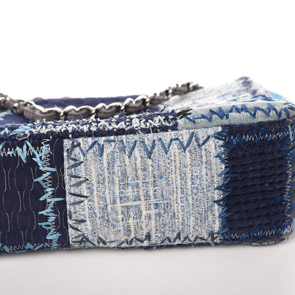 Chanel Denim Tweed Patchwork Jumbo Single Flap Blue 12 of 14