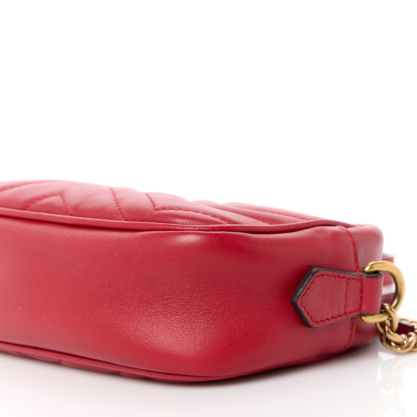 Calfskin Matelasse Mini GG Marmont Chain Shoulder Bag Hibiscus Red