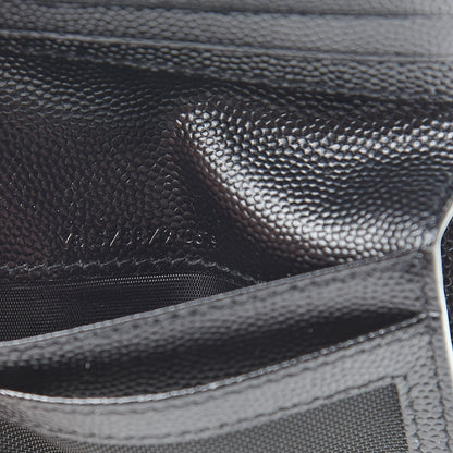 Saint Laurent Grain De Poudre Matelasse Chevron Monogram Zipped Card Case Black 7 of 7