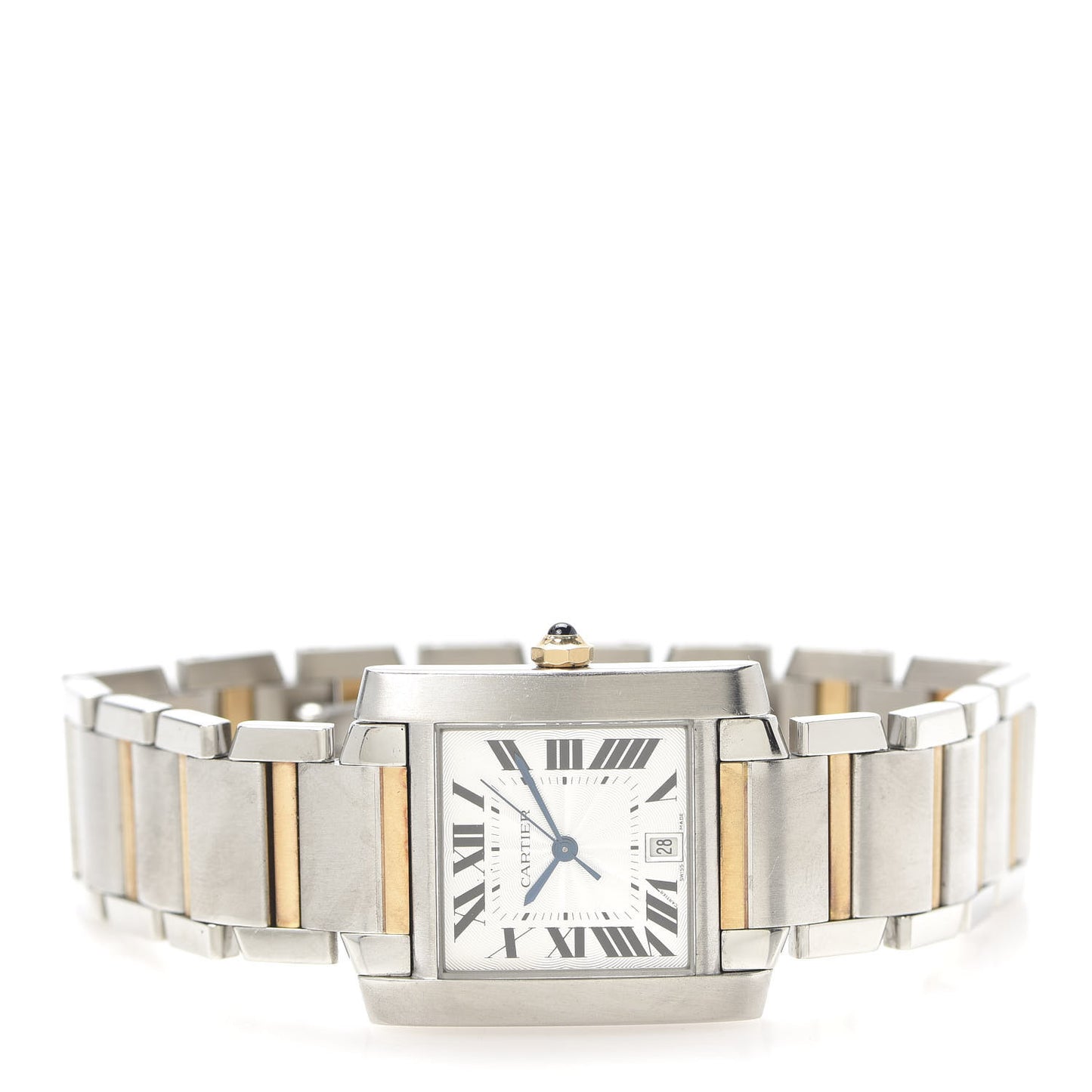 Stainless Steel 18K Yellow Gold 28mm Tank Francaise Automatic Watch