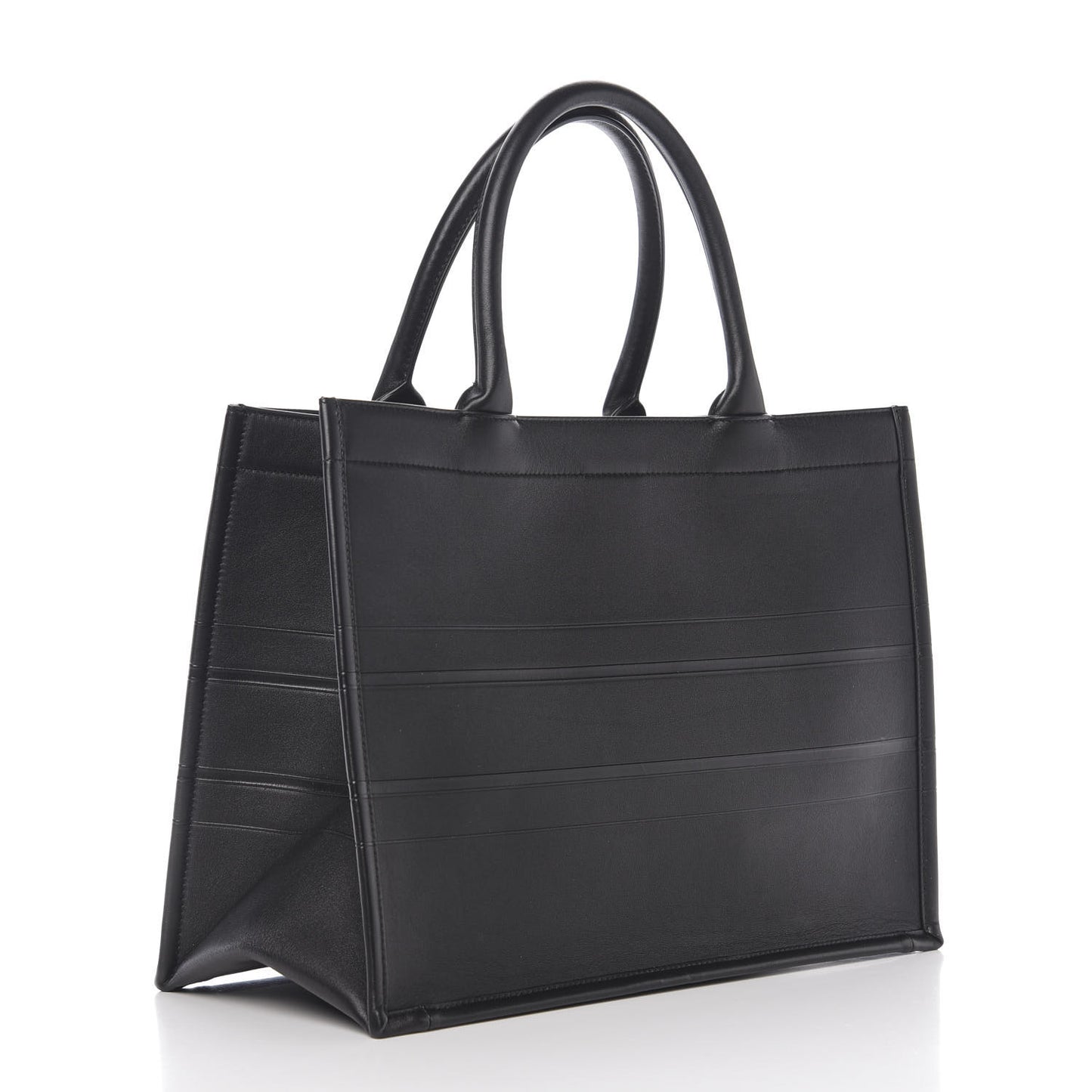 Calfskin Embossed Medium Book Tote Black