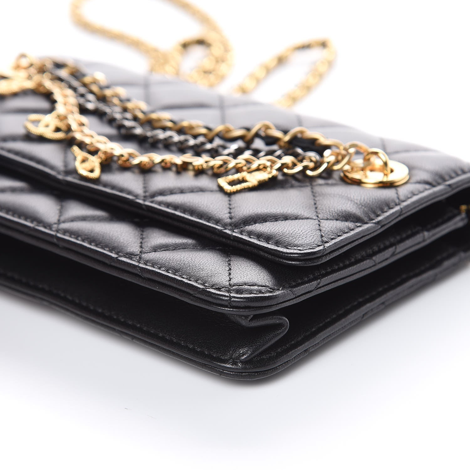 Chanel Lambskin Quilted Egyptian Amulet Wallet On Chain WOC Black 10 of 11