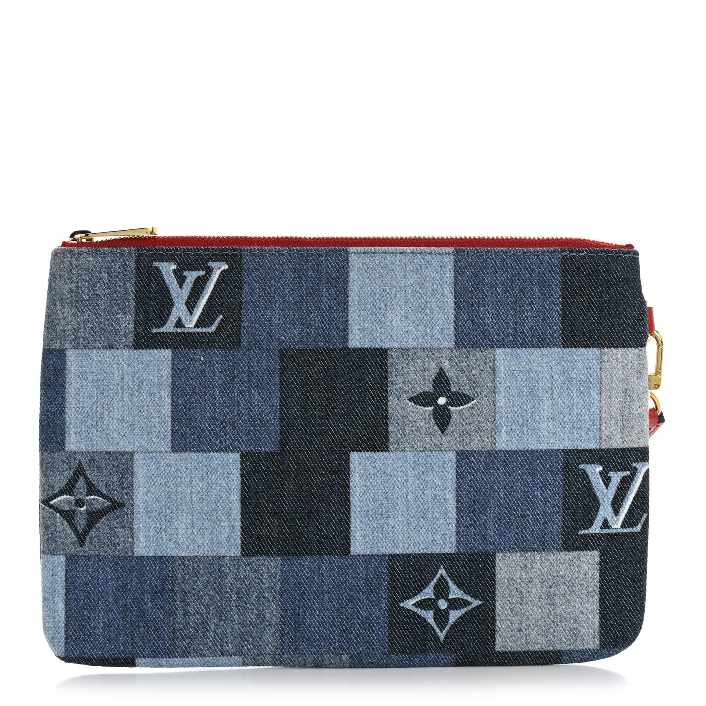 Denim Monogram Patchwork City Pouch Blue Rouge