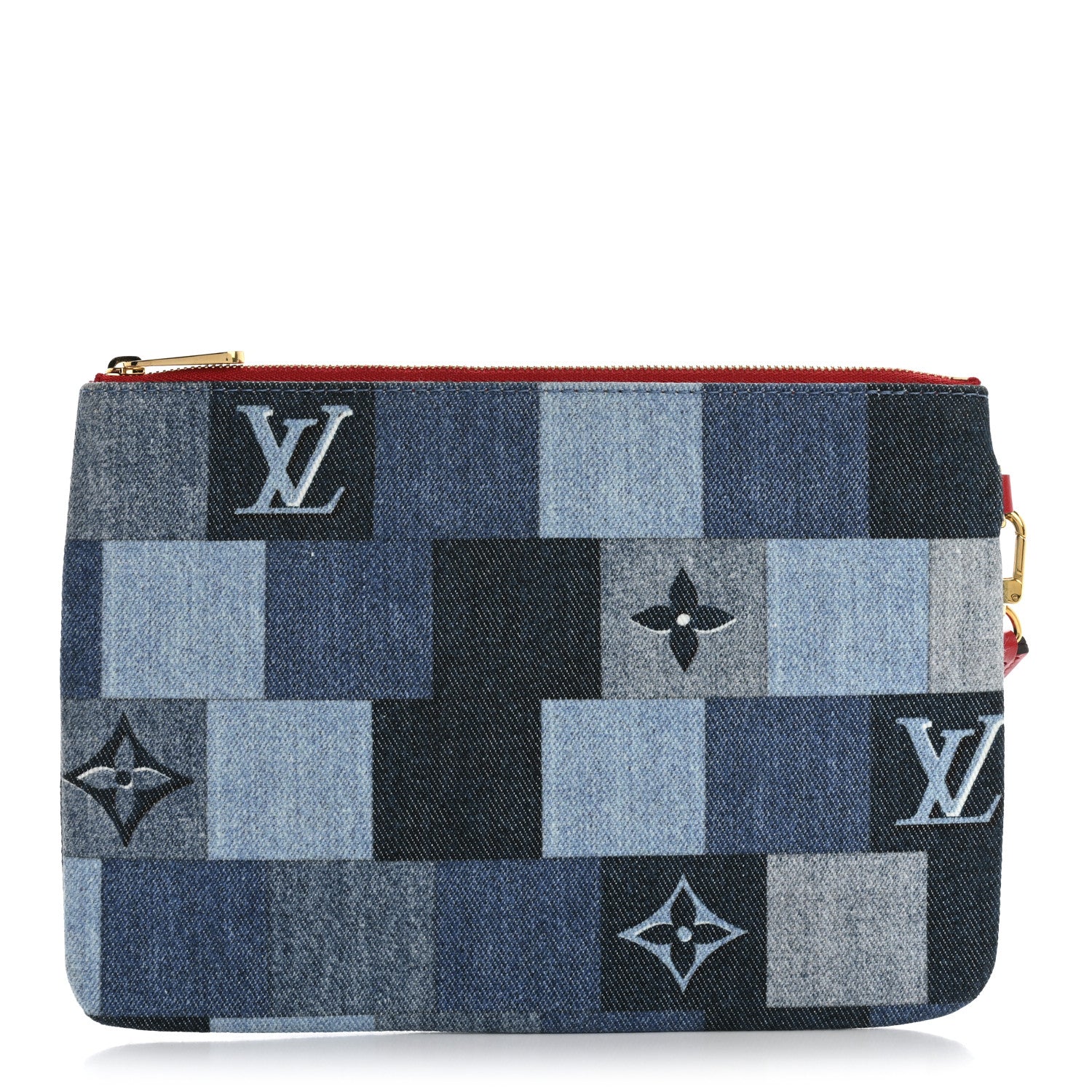 Louis Vuitton Denim Monogram Patchwork City Pouch Blue Rouge 1 of 10