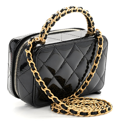 Chanel Patent Quilted Mini Pick Me Up Vanity Case Black 3 of 10