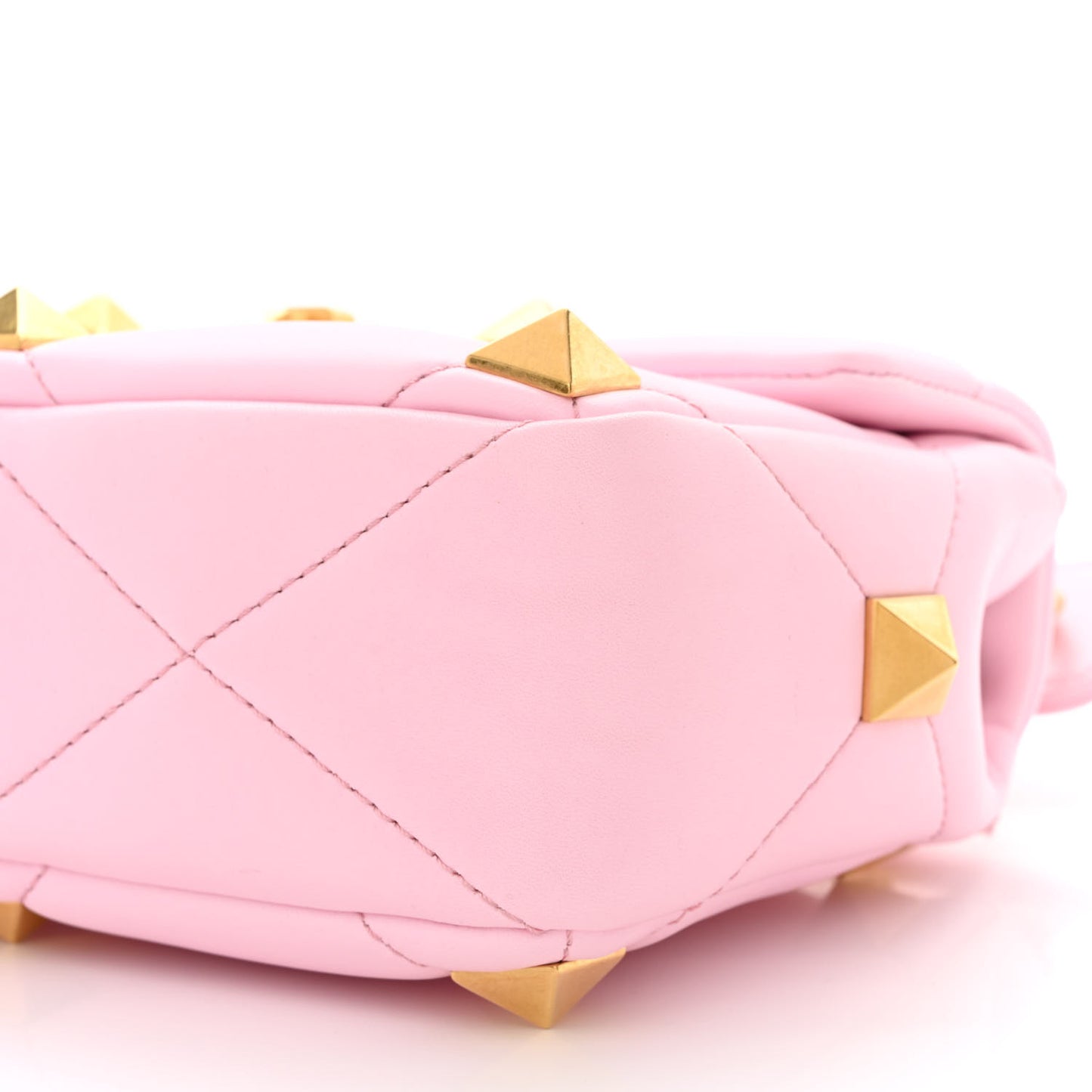 Nappa Medium Roman Stud Shoulder Bag Pink Borealis