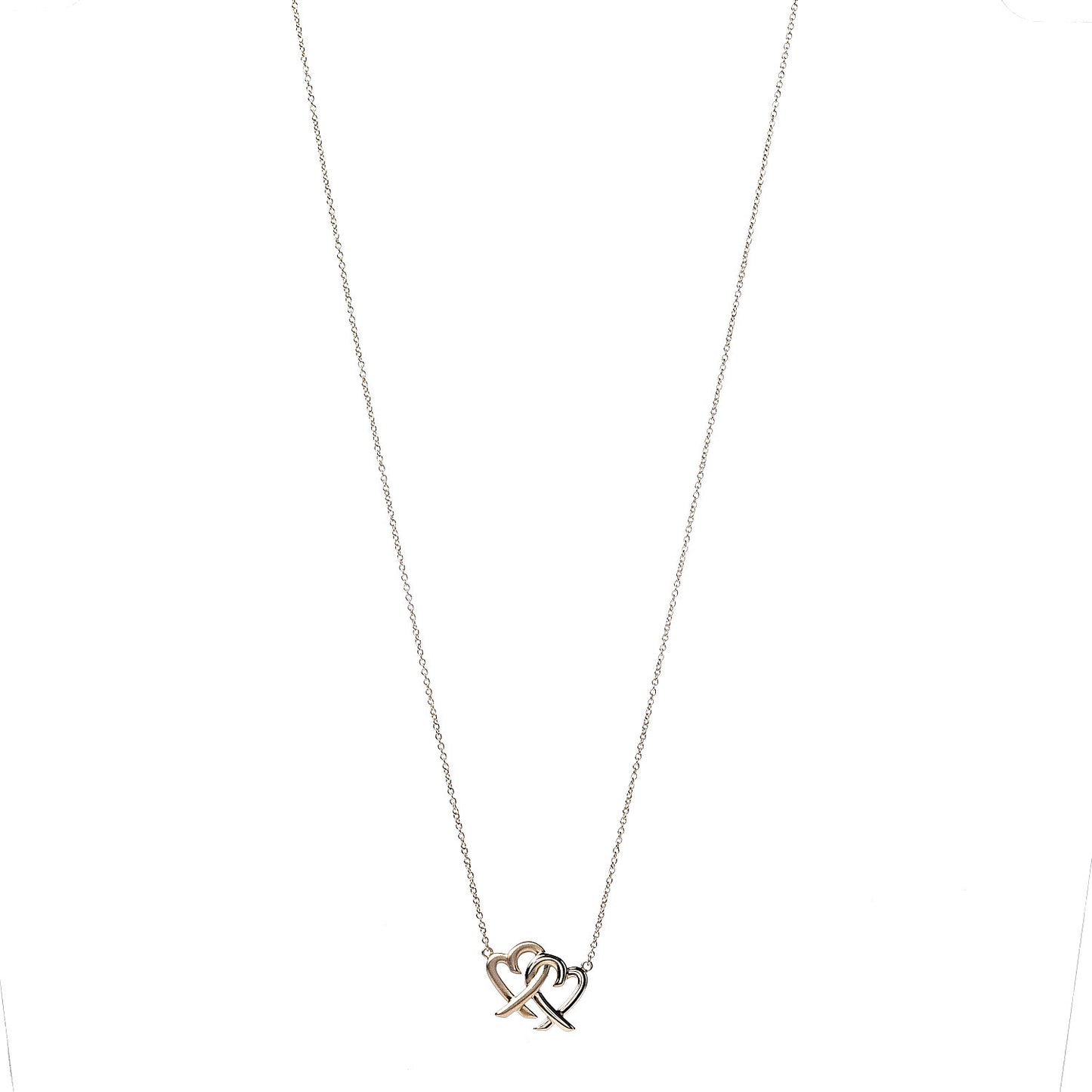 18K Yellow Gold Paloma Picasso Loving Heart Interlocking Pendant Necklace