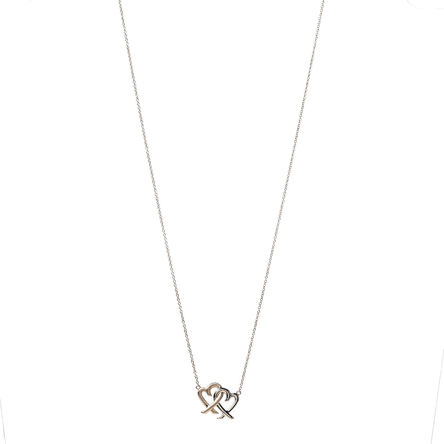 Tiffany 18K Yellow Gold Paloma Picasso Loving Heart Interlocking Pendant Necklace 1 of 6