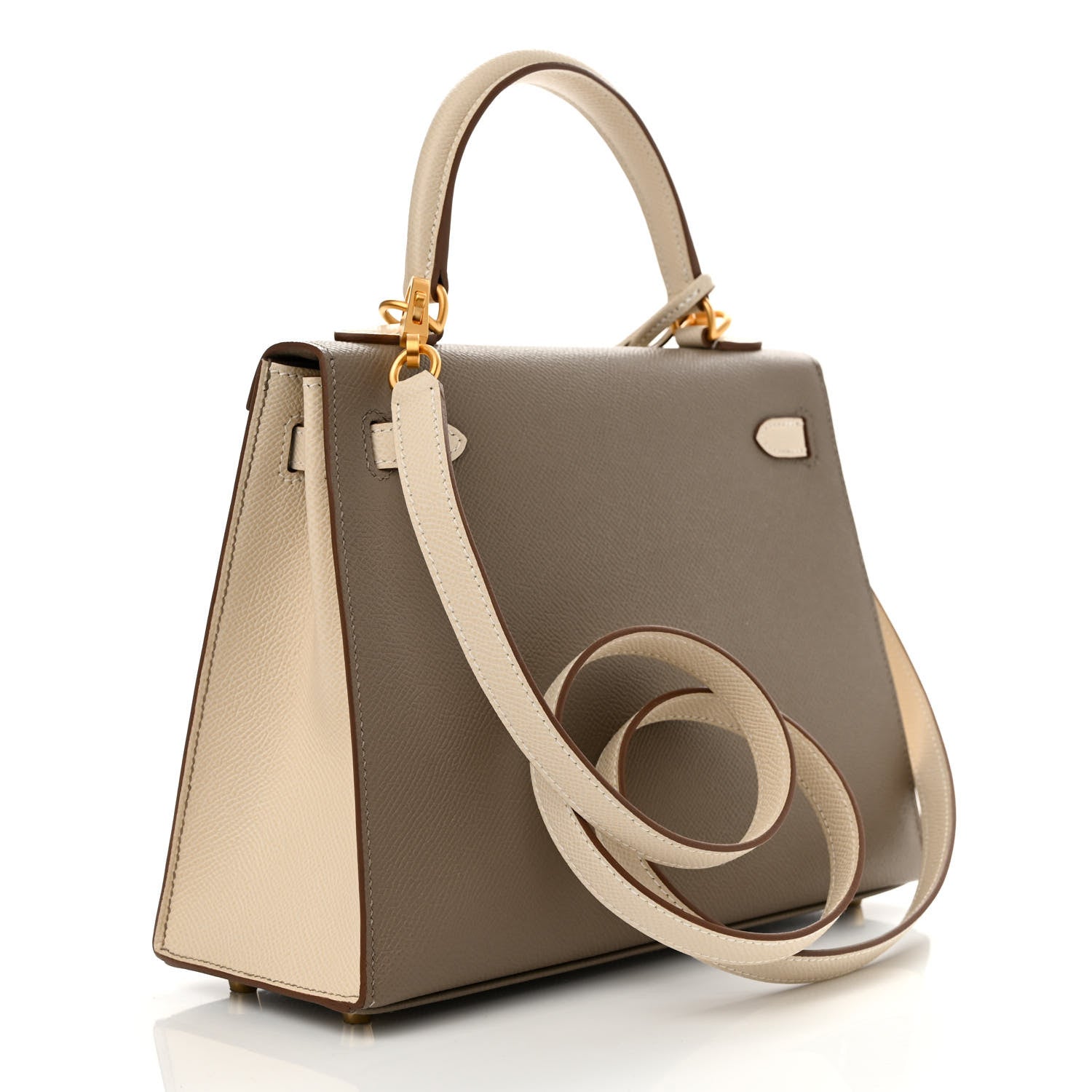 Hermes Epsom Bi-Color Horseshoe Kelly Sellier 25 Gris Asphalte Craie 3 of 11