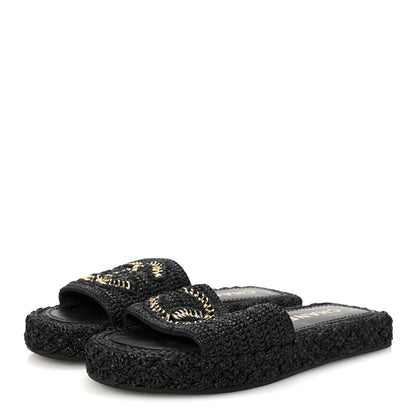 Chanel Braided Cord CC Espadrille Slip On Sandals 38 Black 4 of 9