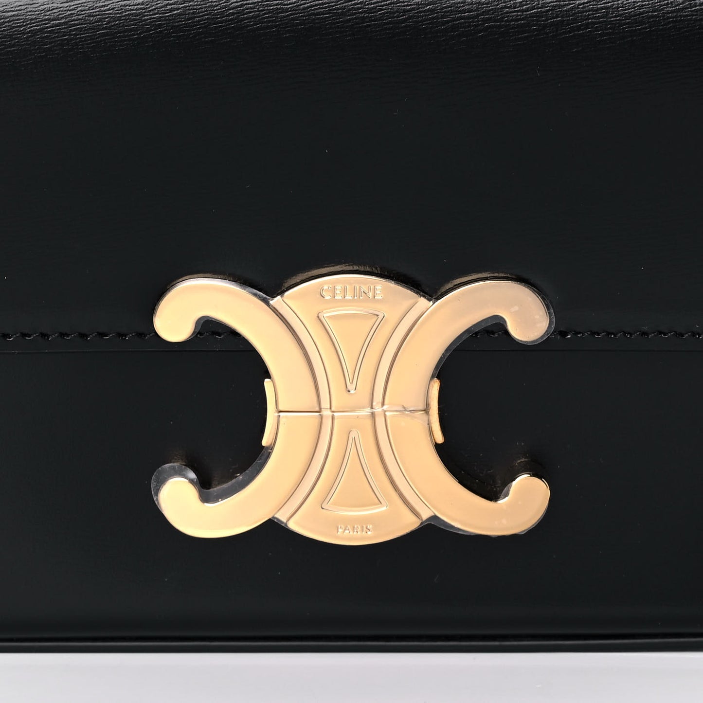 Shiny Calfskin Triomphe Shoulder Bag Black