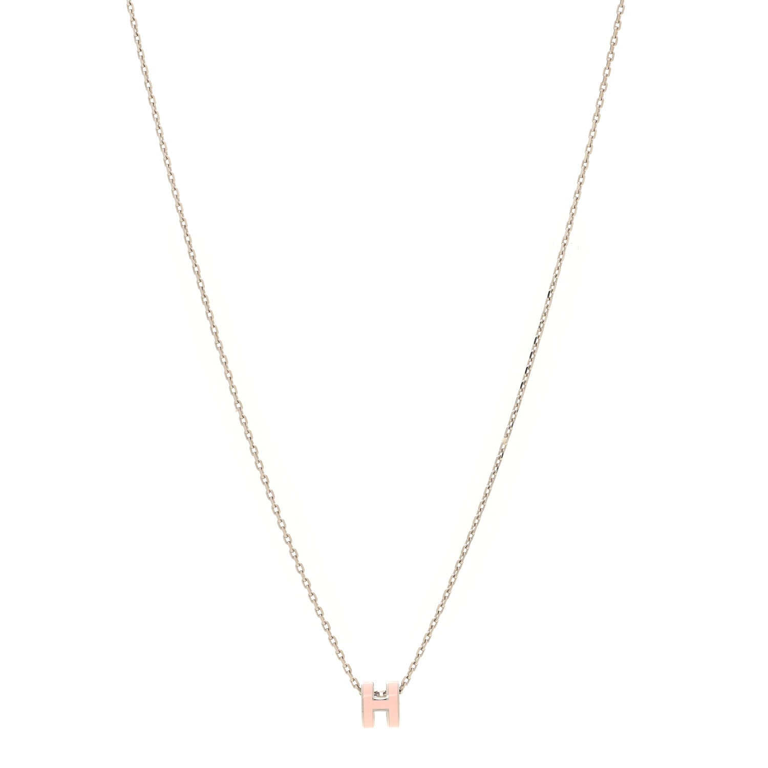 Hermes Palladium Mini Pop H Pendant Necklace Rose Dragee 1 of 6