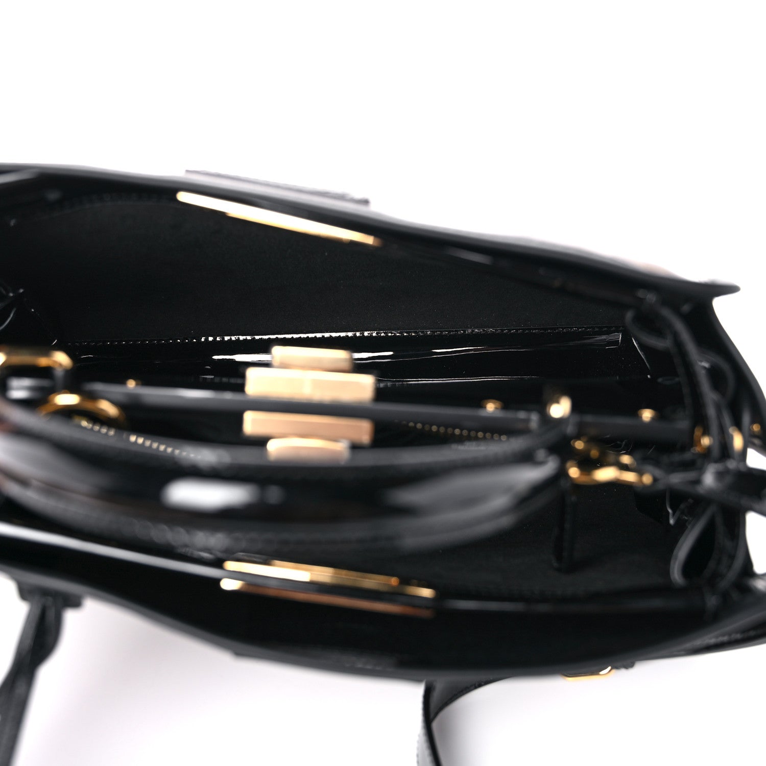 Fendi Patent Medium Peekaboo Iconic Defender Satchel Black 4 of 10