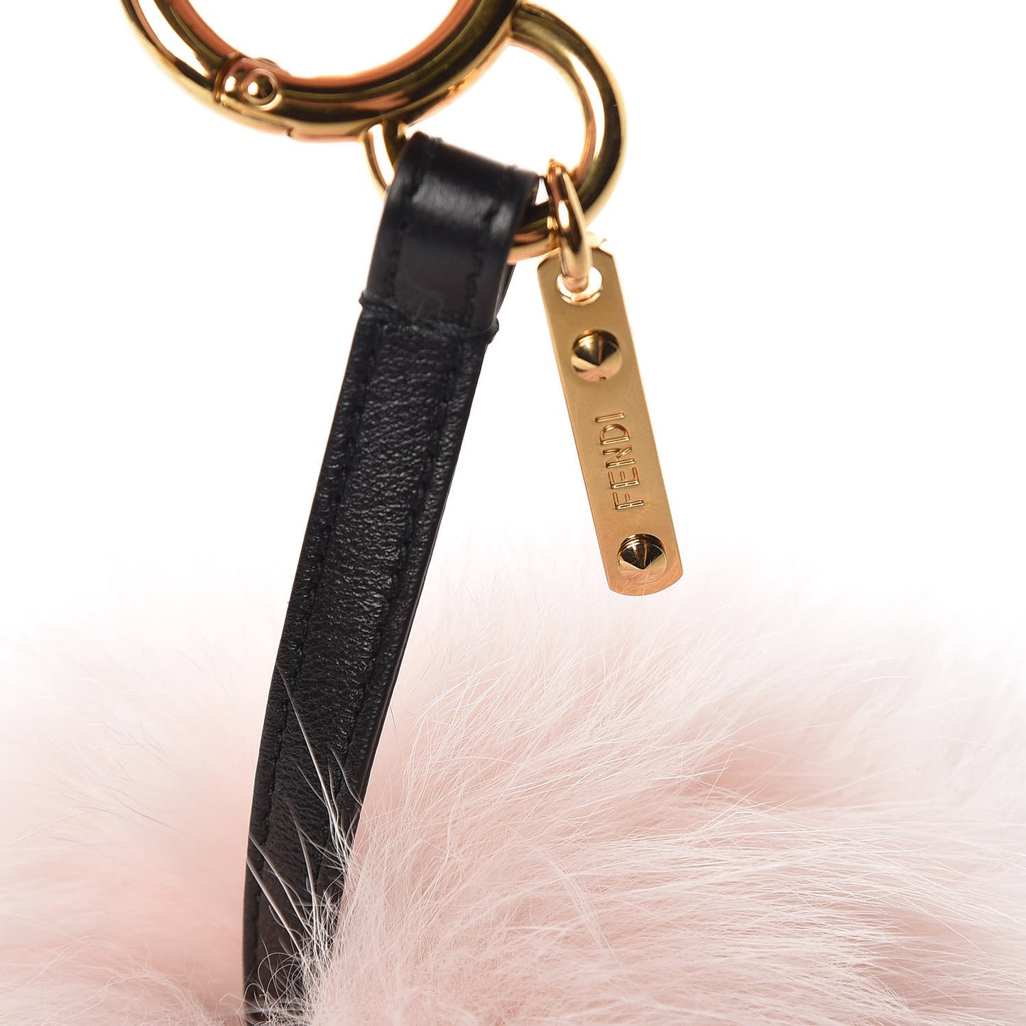 Fox Fur Nappa FF Pom Pom Bag Charm Cheesecake Black