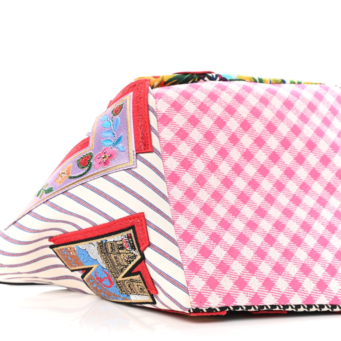 Canvas Embroidered Calfskin Caracaba Tote Multicolor